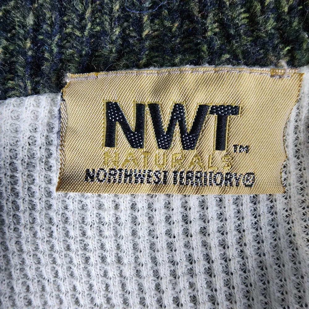 Northwest‎ Territory Chunky Knit Sweater Jacket Men's XL Green Fisherman Grandpa